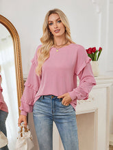 Ruffled Long Sleeve Crew Newck T-shirt